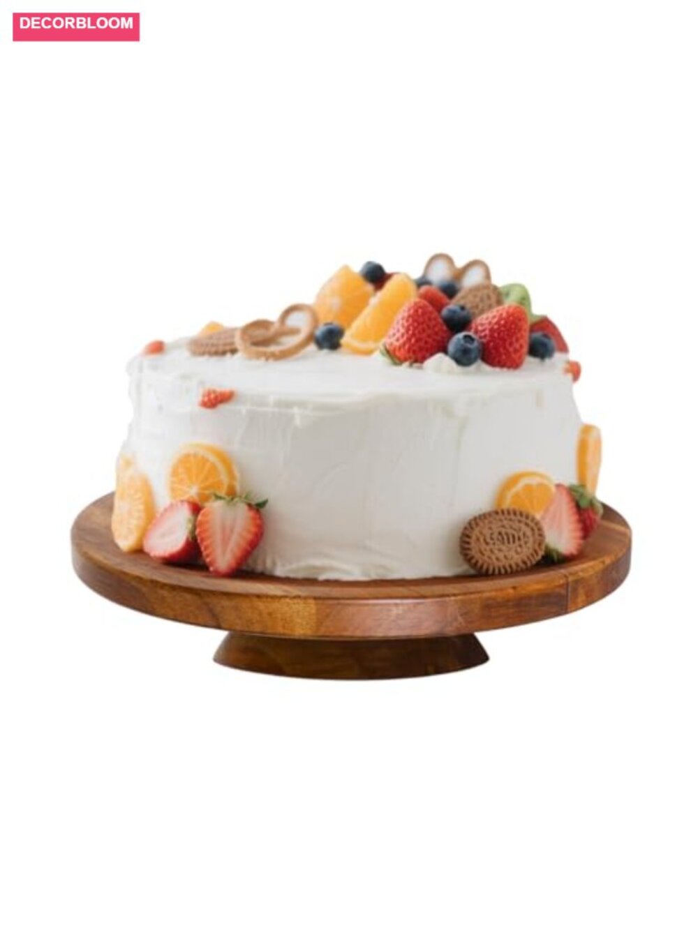 Acacia Wood Cake Stand 12 inch Round Serving Platter Wedding Birthday